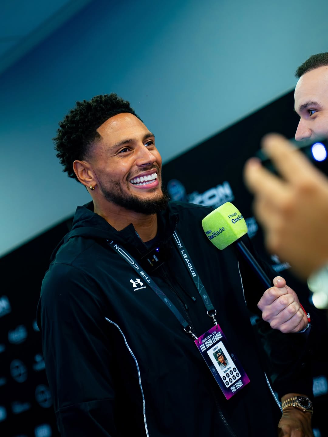 Maduka Okoye smiling at an Icon League media event