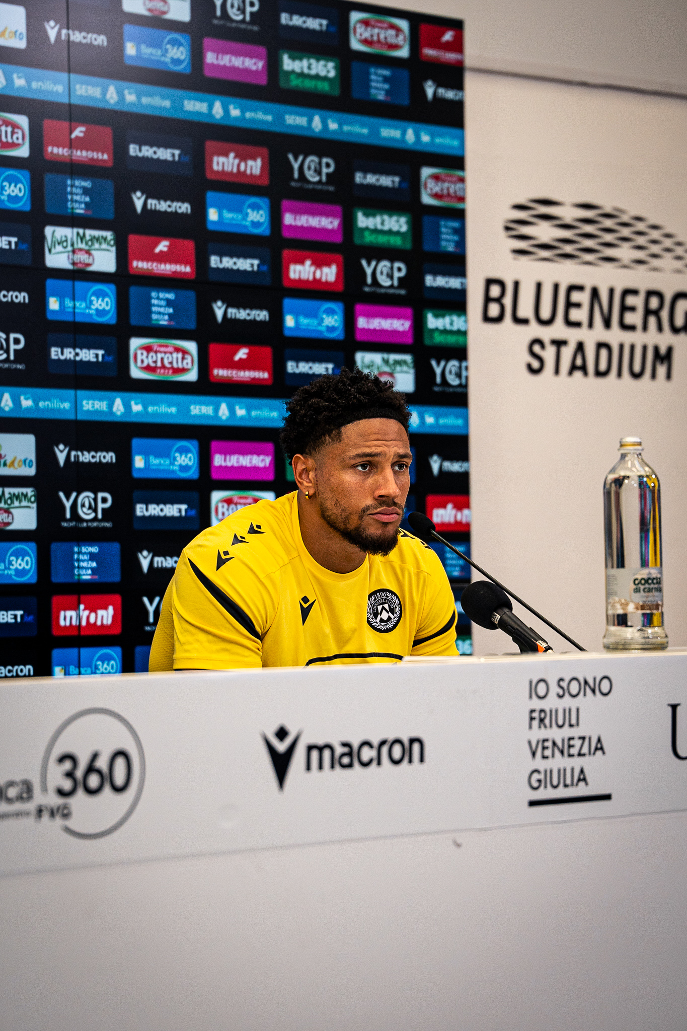 Okoye at a Bluenergy Stadium press conference